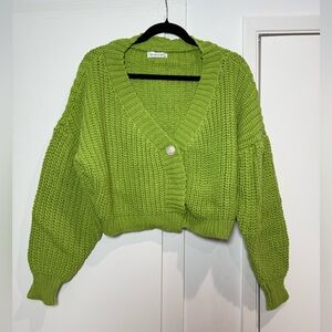 Rumours cropped green cardigan.